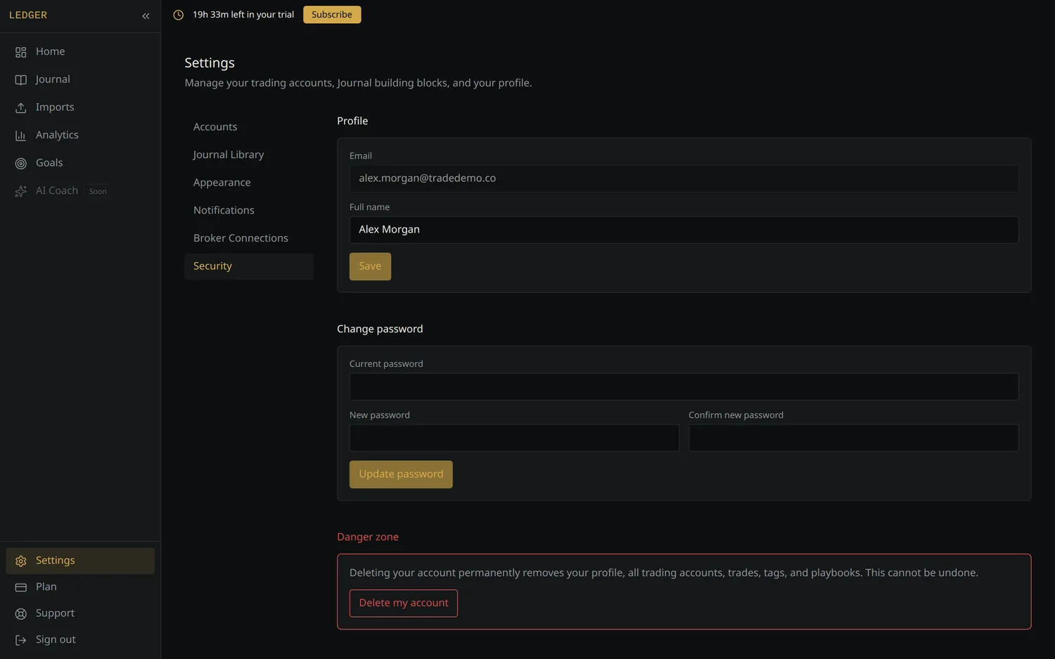 Security settings